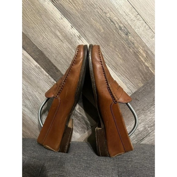 TODs  Brown Leather Penny Loafer Mens 10 Wood Bottom Shoes Made In Italy main image 4
